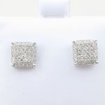 Mens .925 sterling silver White 8 row square earring MLCZ75 4mm thick and 7mm wide Size 2