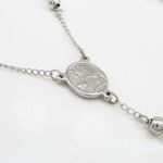 "Mens Stainless Steel with Silver Tone Rosary Chain Necklace Cross 28"" 4"