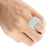 Mens Ring 14K Gold Pave Diamond Band 4Ctw (White-4