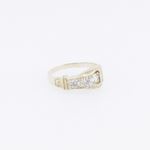 10k Yellow Gold Syntetic white gemstone ring ajjr34 Size: 4 4