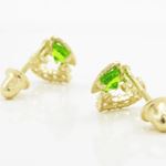 14K Yellow gold Dual heart cz stud earrings for Children/Kids web290 4