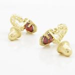 14K Yellow gold Dual heart cz stud earrings for Children/Kids web285 4