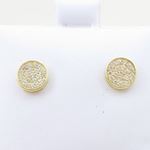 Mens .925 sterling silver Yellow round earring 3 MLCZ236 2mm thick and 7mm wide Size 2