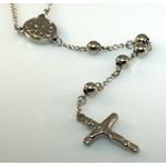 "Mens White Stainless Steel Rosary Necklace with Cross - 28"" 2"