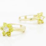 14K Yellow gold Flower cz hoop earrings for Children/Kids web341 2