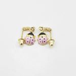 14K Yellow gold Bettle cz chandelier earrings for Children/Kids web497 4