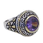 "Ladies .925 Italian Sterling Silver Purple Violet synthetic gemstone ring SAR48 6