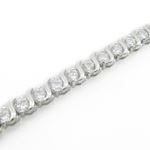 Ladies .925 Italian Sterling Silver round cut fancy cz bracelet Length 4