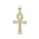 Ladies Solid 14K Gold Mini Diamond Egyptian Ankh-2