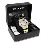 Luxurman Phantom Extra Large Yellow Gold Plated Mens Real Diamond Watch 0.12ct 4