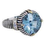 "Ladies .925 Italian Sterling Silver Baby blue synthetic gemstone ring SAR9 6