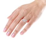 14K White Pink Diamond Leaf Ring For Women Flora-4