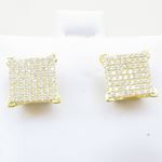 Mens .925 sterling silver Yellow 8 row square earring MLCZ31 5mm thick and 10mm wide Size 2