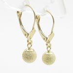 womens bp86 fancy earrings 14K yellow gold italian ball stud huggie hoop 2