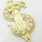 Mens 10k Yellow gold White gemstone snake S and knife charm EGP67 2