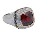 "Ladies .925 Italian Sterling Silver Ruby Red synthetic gemstone ring SAR20 6