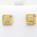 Mens .925 sterling silver Yellow 5 row square earring MLCZ133 4mm thick and 7mm wide Size 2