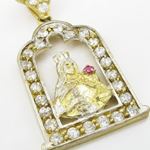 Mens 10k Yellow gold Red and white gemstone mary charm EGP46 2