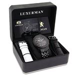 Mens Black Diamond Watches by Luxurman 2.25ct Date/Calendar/24 hours Subdials 4