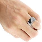 "10K Gold Black and White Mens Diamond Ring by LUXURMAN (0.6 Ctw