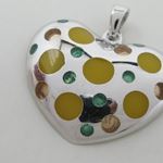 Silver heart colored stone pendant SB53 26mm tall and 24mm wide 2