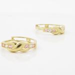 14K Yellow gold X weave cz hoop earrings for Children/Kids web400 2