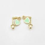 14K Yellow gold Thin heart cz chandelier earrings for Children/Kids web507 4