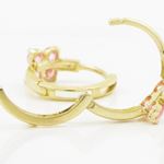 14K Yellow gold Fower cz hoop earrings for Children/Kids web306 4