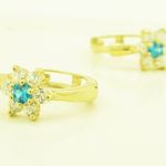 14K Yellow gold Flower cz hoop earrings for Children/Kids web270 2