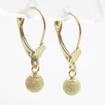 womens bp85 fancy earrings 14K yellow gold italian ball stud huggie hoop 2