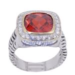 "Ladies .925 Italian Sterling Silver Ruby Red synthetic gemstone ring SAR56 6