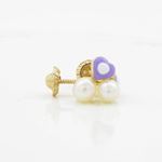 14K Yellow gold Heart pearl stud earrings for Children/Kids web149 4