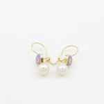 14K Yellow gold Heart and pearl hoop earrings for Children/Kids web51 2