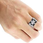 "1 Carat White Black Diamond Ring for Men Sterling Silver by LUXURMAN (1 Ctw