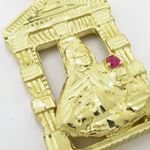 Mens 10k Yellow gold Red gemstone mary charm EGP52 2