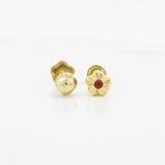 14K Yellow gold Flower cz stud earrings for Children/Kids web488 2