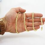 "Mens 10k Yellow Gold moon cut bead link chain ELNC66 26"" long and 5mm wide 4"