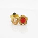 14K Yellow gold Thin flower pearl stud earrings for Children/Kids web171 2