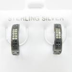 Womens .925 sterling silver Black and white hoop earring 2mm thick and 4mm wide Size 2