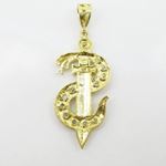 Mens 10k Yellow gold White gemstone snake S and knife charm EGP67 4