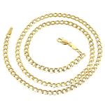 "10K 24"" long Yellow Gold 4.4mm wide Curb Cuban Italy Lite Chain Necklace with Lobster Clasp FJ-100