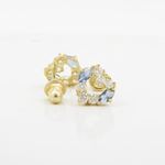 14K Yellow gold Heart fancy cz stud earrings for Children/Kids web436 2