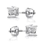 Platinum Solitaire Princess Cut Diamond Stud Ear-2