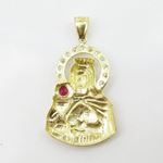 Mens 10k Yellow gold Red and white gemstone mary charm EGP54 4