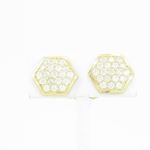 Mens 10k Yellow gold Polygon white cz stud earring ELMI28 2