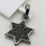 Womens Black star of david black cz pendant Silver38 2