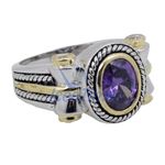 "Ladies .925 Italian Sterling Silver Purple Violet synthetic gemstone ring SAR50 6