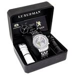 Luxurman Mens Diamond Watch 0.2ct Color Worldmap Multicolor Stones on the Face 4