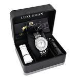 Ladies Real Diamond Watch 0.25ct By Luxurman White MOP Leather Band Japan Movt 4