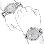 New His and Hers Watches: Stainless Steel Luxurman Diamond Set 3.5ct: Swiss Movt 4